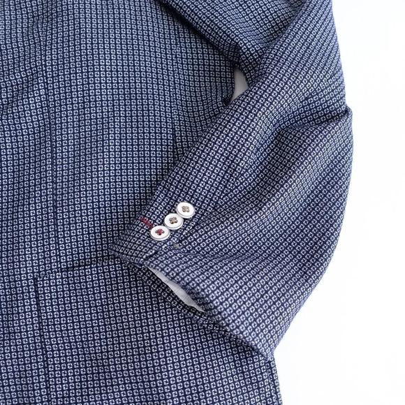 Soul of London Printed Navy Blue with Floral Lining Button Up Fitted Blazer - Picture 7 of 16